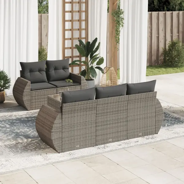 Gossi set mobilier gradina cu perne, 6 piese, gri, poliratan