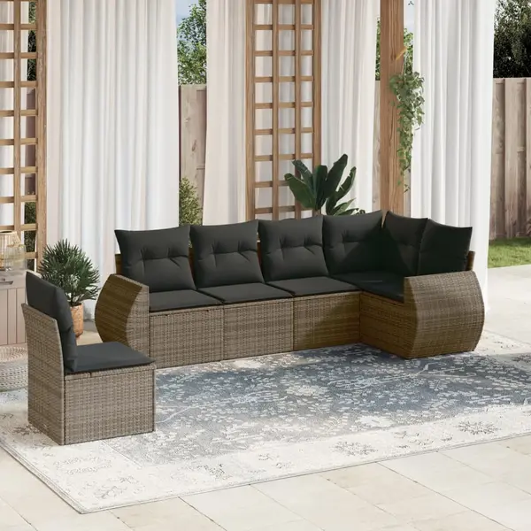 Gossi set mobilier gradina cu perne, 6 piese, gri, poliratan