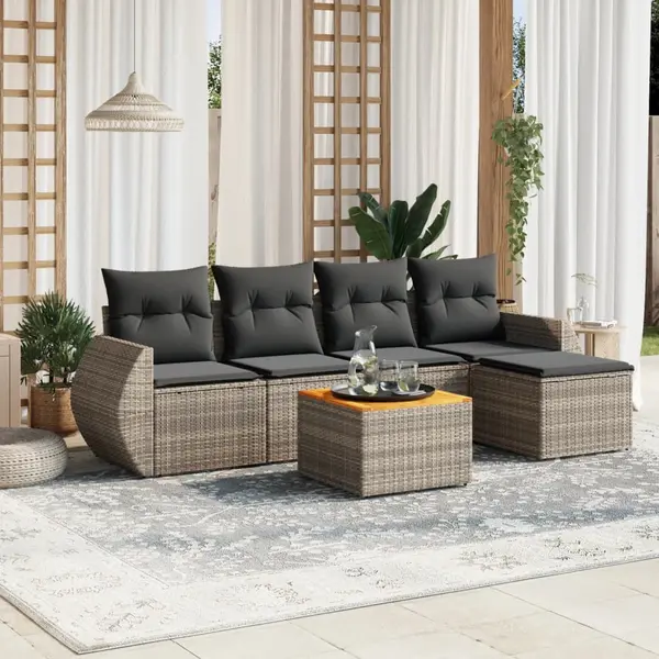 Gossi set mobilier gradina cu perne, 6 piese, gri, poliratan