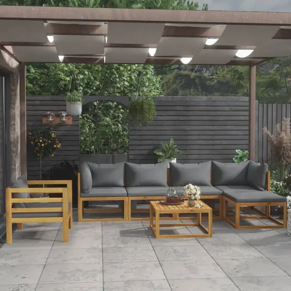 Gossi set mobilier gradina cu perne, 7 piese, lemn masiv de acacia