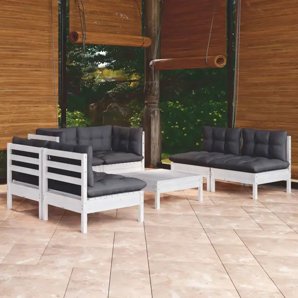 Gossi set mobilier gradina cu perne, 7 piese, lemn masiv de pin