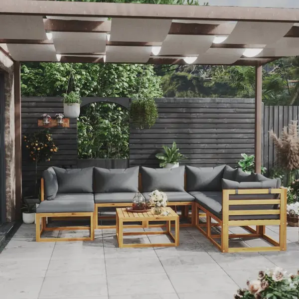 Gossi set mobilier gradina cu perne, 8 piese, lemn masiv acacia