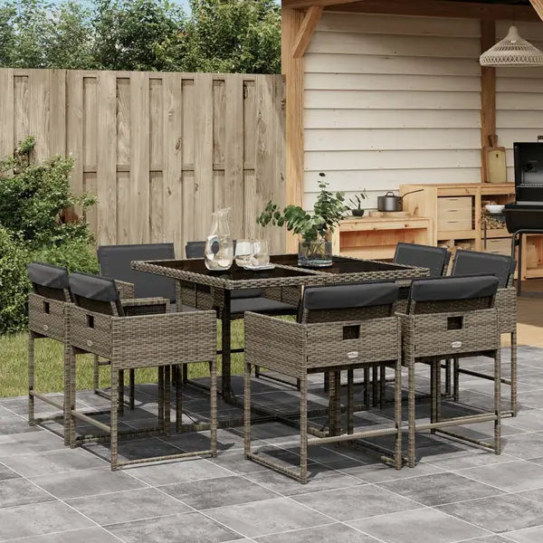 Gossi set mobilier gradina cu perne, 9 piese, gri, poliratan