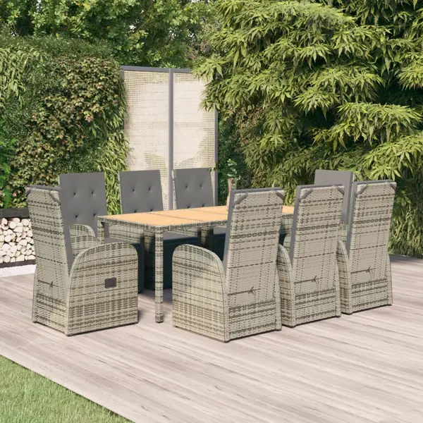 Gossi set mobilier gradina cu perne, 9 piese, gri, poliratan