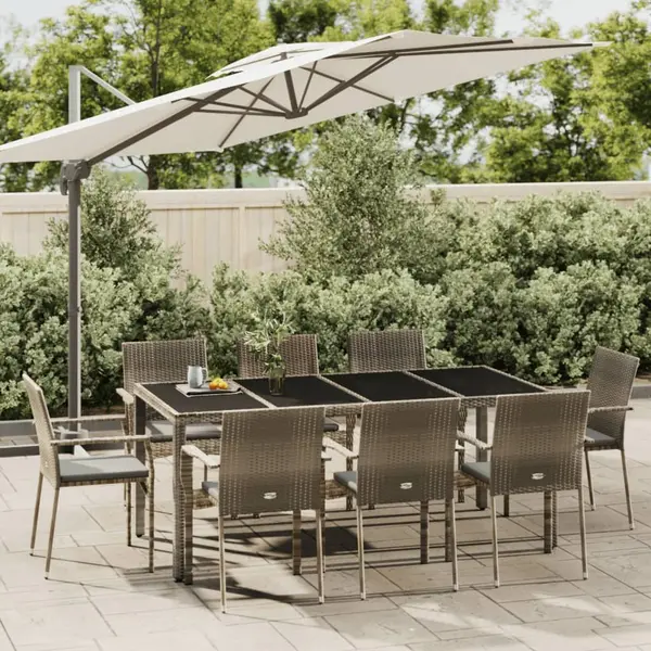 Gossi set mobilier gradina cu perne, 9 piese, gri, poliratan