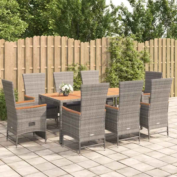 Gossi set mobilier gradina cu perne, 9 piese, gri, poliratan