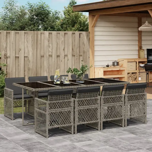 Gossi set mobilier gradina cu perne, 9 piese, gri, poliratan