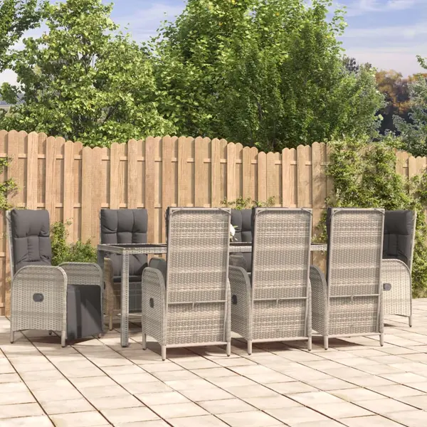 Gossi set mobilier gradina cu perne, 9 piese, gri, poliratan
