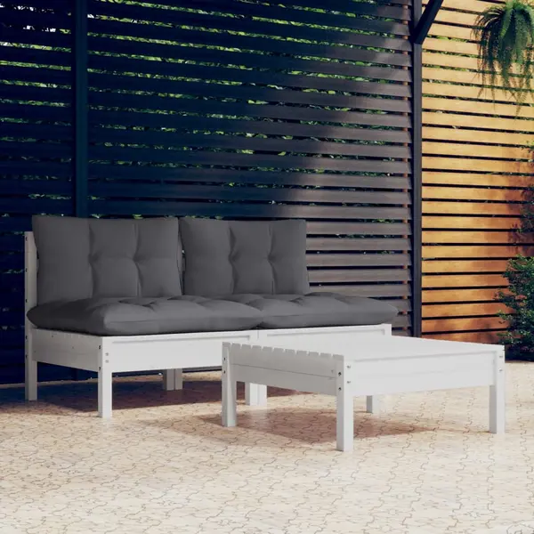 Gossi set mobilier gradina cu perne, antracit, 3 piese, lemn de pin