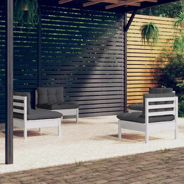 Gossi set mobilier gradina cu perne antracit, 4 piese, lemn de pin