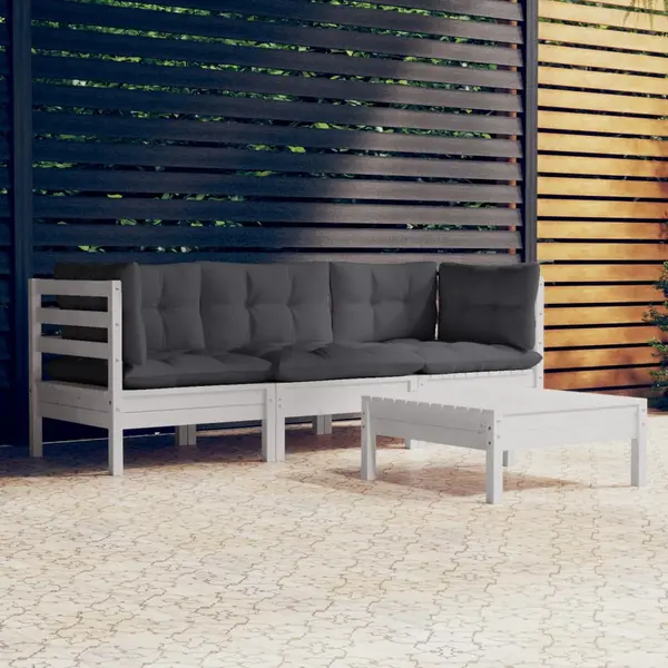 Gossi set mobilier gradina cu perne antracit, 4 piese, lemn de pin