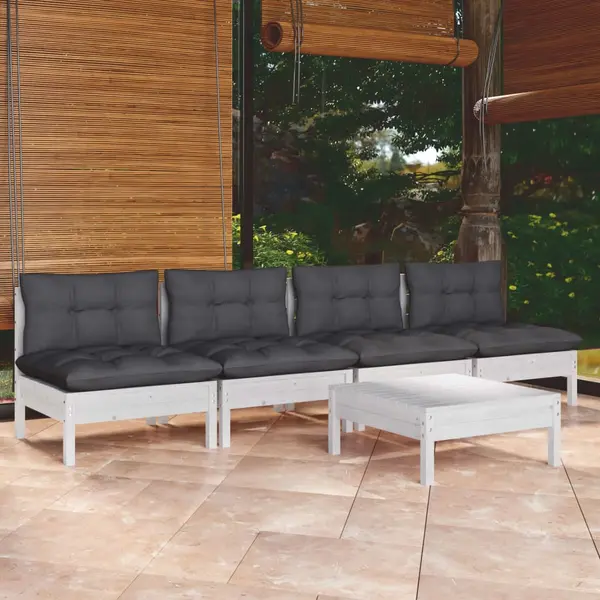 Gossi set mobilier gradina cu perne antracit, 5 piese, lemn de pin