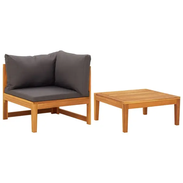 Gossi set mobilier gradina cu perne gri inchis, 2 piese, lemn acacia