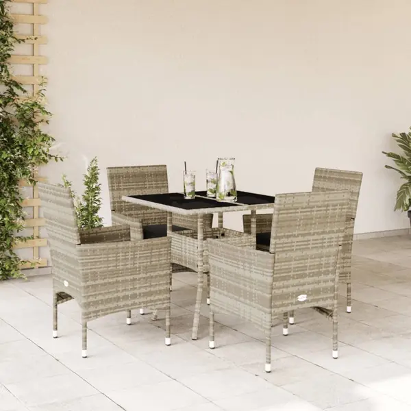 Gossi set mobilier gradina perne 5 piese gri deschis poliratan sticla