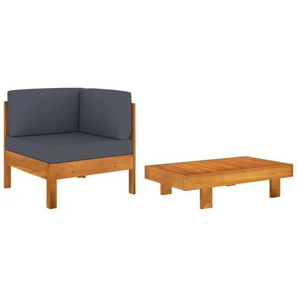 Gossi set mobilier gradina perne gri inchis, 2 piese, lemn acacia