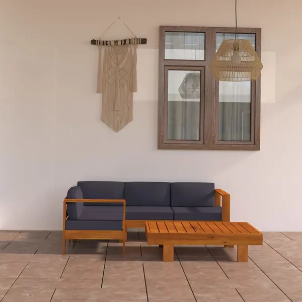 Gossi set mobilier gradina perne gri inchis, 5 piese, lemn acacia