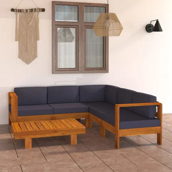 Gossi set mobilier gradina perne, gri inchis, 6 piese, lemn acacia