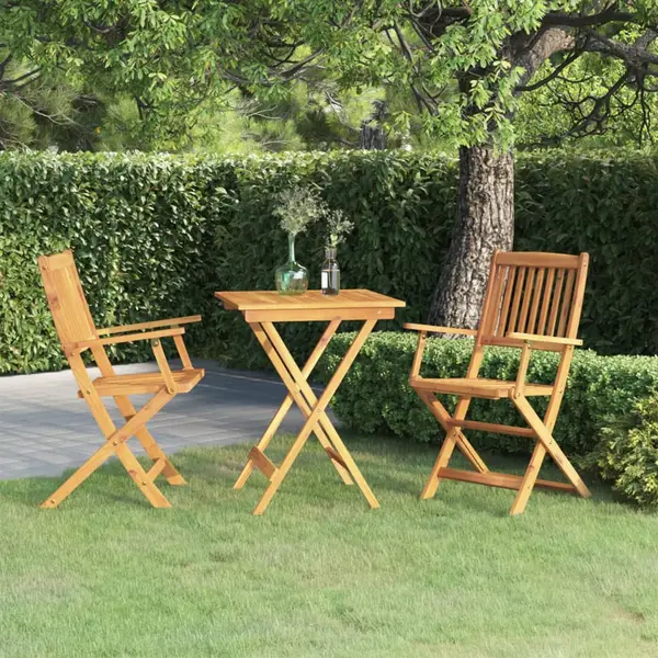 Gossi set mobilier gradina pliabil, 3 piese, lemn masiv acacia