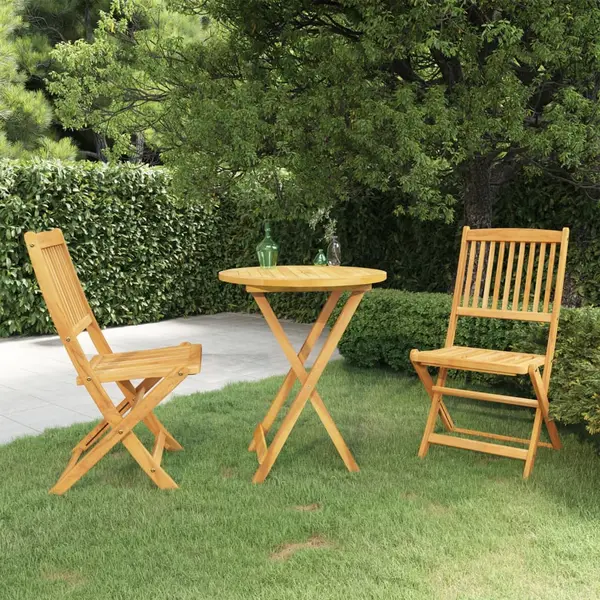 Gossi set mobilier gradina pliabil, 3 piese, lemn masiv acacia