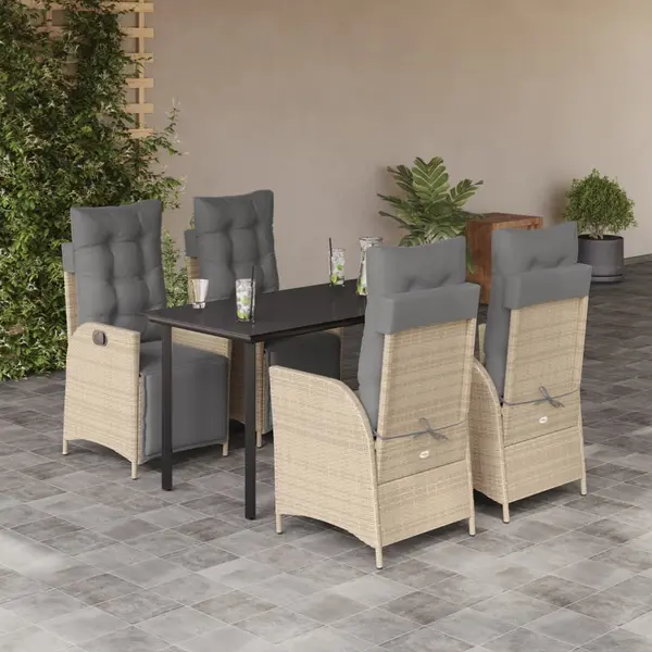 Gossi set mobilier pentru gradina, 5 piese, cu perne, bej, poliratan