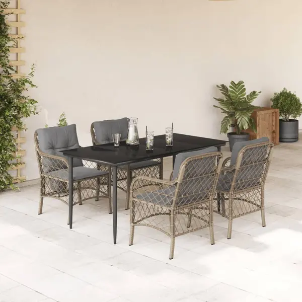 Gossi set mobilier pentru gradina, 5 piese, cu perne, bej, poliratan