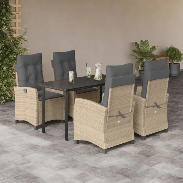 Gossi set mobilier pentru gradina, 5 piese, cu perne, bej, poliratan