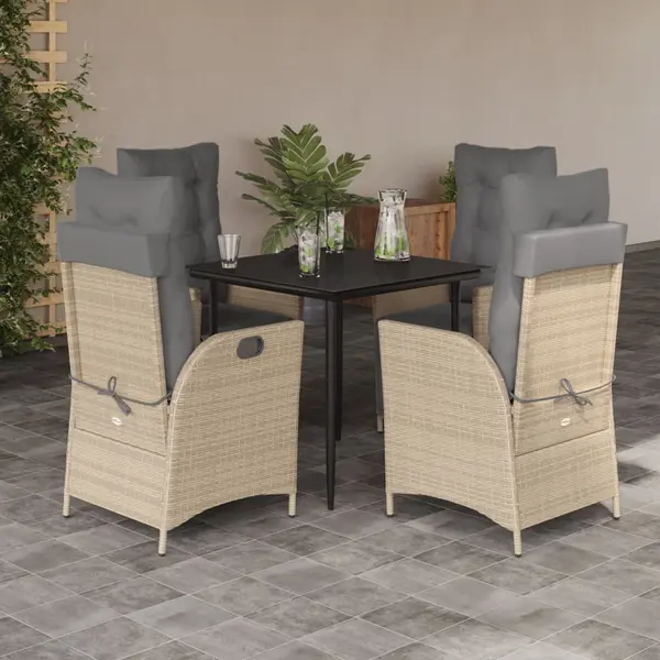 Gossi set mobilier pentru gradina, 5 piese, cu perne, bej, poliratan