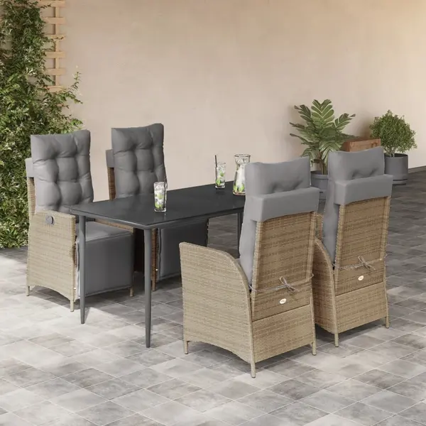 Gossi set mobilier pentru gradina, 5 piese, cu perne, bej, poliratan