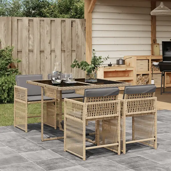 Gossi set mobilier pentru gradina, 5 piese, cu perne, bej, poliratan