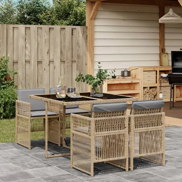 Gossi set mobilier pentru gradina, 5 piese, cu perne, bej, poliratan