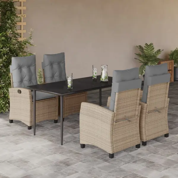Gossi set mobilier pentru gradina, 5 piese, cu perne, bej, poliratan