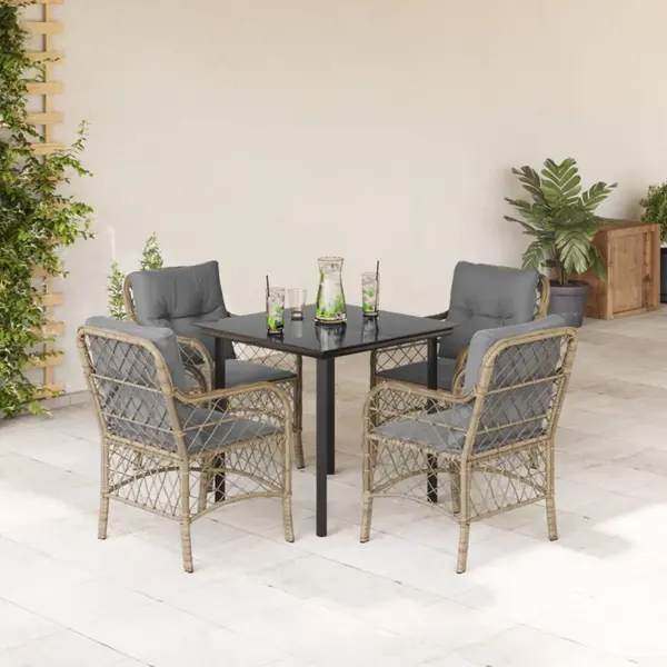 Gossi set mobilier pentru gradina, 5 piese, cu perne, bej, poliratan