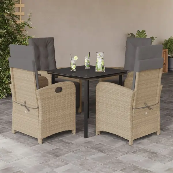 Gossi set mobilier pentru gradina, 5 piese, cu perne, bej, poliratan