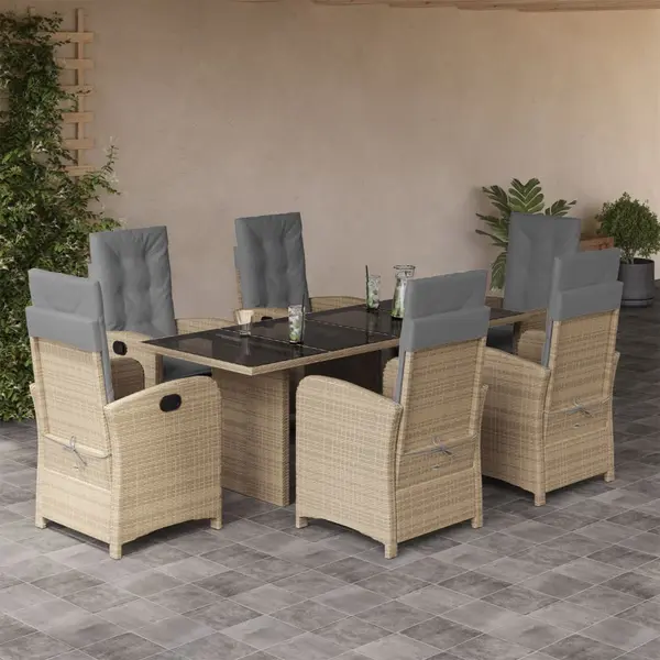 Gossi set mobilier pentru gradina, 7 piese, cu perne, bej, poliratan