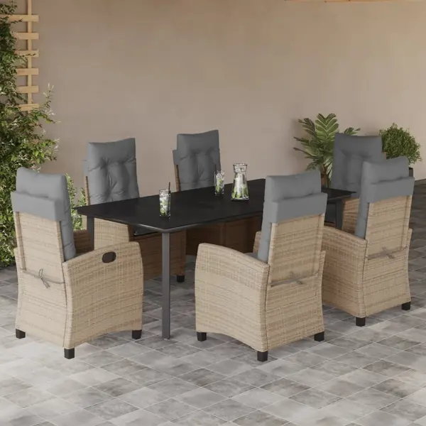 Gossi set mobilier pentru gradina, 7 piese, cu perne, bej, poliratan