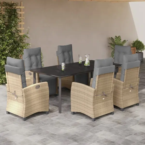 Gossi set mobilier pentru gradina, 7 piese, cu perne, bej, poliratan