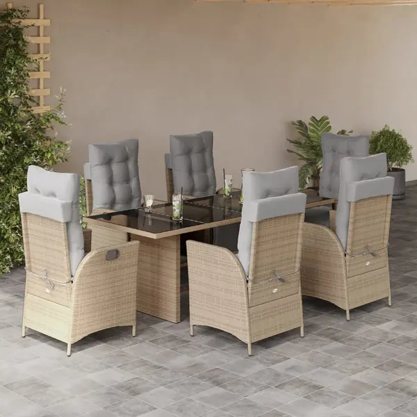 Gossi set mobilier pentru gradina, 7 piese, cu perne, bej, poliratan