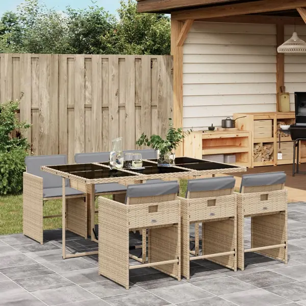Gossi set mobilier pentru gradina, 7 piese, cu perne, bej, poliratan