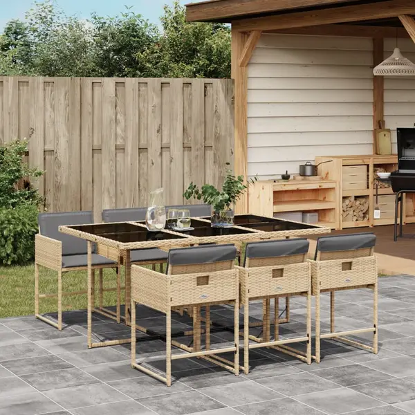 Gossi set mobilier pentru gradina, 7 piese, cu perne, bej, poliratan