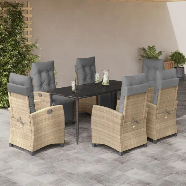 Gossi set mobilier pentru gradina, 7 piese, cu perne, bej, poliratan