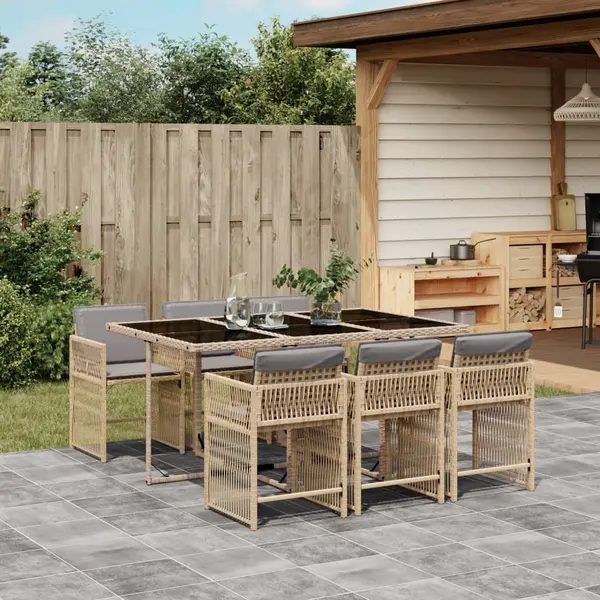 Gossi set mobilier pentru gradina, 7 piese, cu perne, bej, poliratan