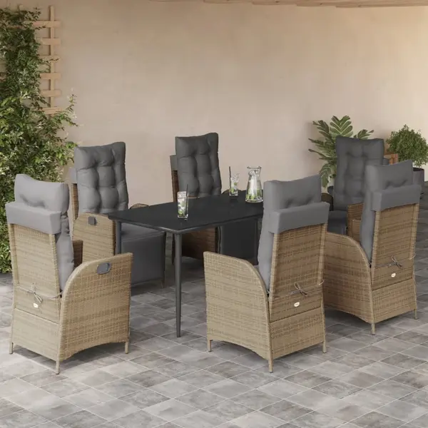 Gossi set mobilier pentru gradina, 7 piese, cu perne, bej, poliratan