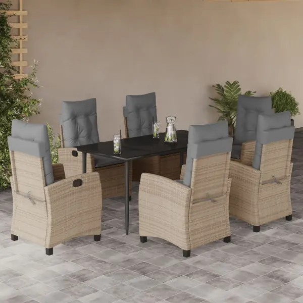 Gossi set mobilier pentru gradina, 7 piese, cu perne, bej, poliratan