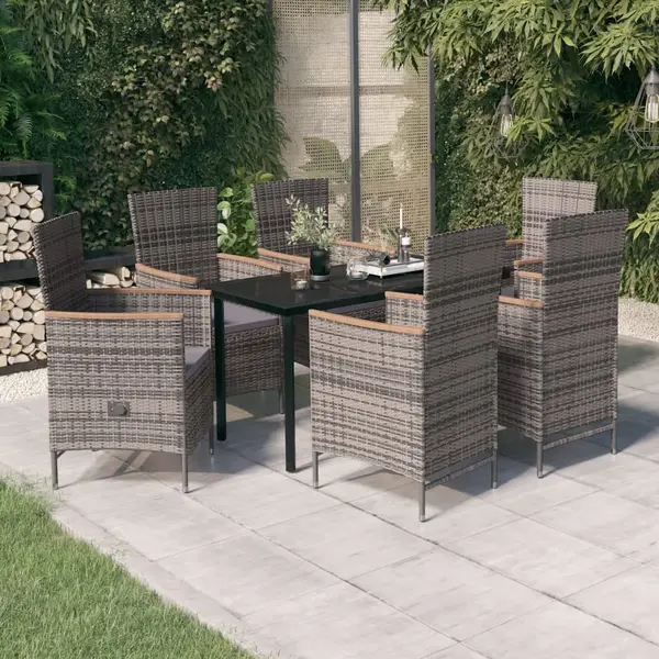 Gossi set mobilier pentru gradina, cu perne, 7 piese, gri
