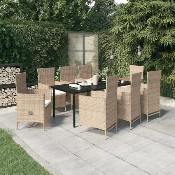 Gossi set mobilier pentru gradina, cu perne, 9 piese, bej