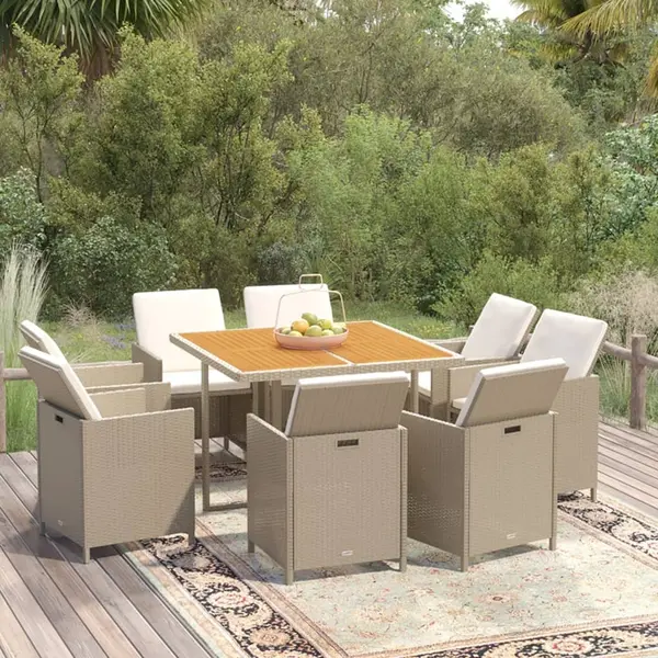 Gossi set mobilier pentru gradina cu perne, 9 piese, bej, poliratan