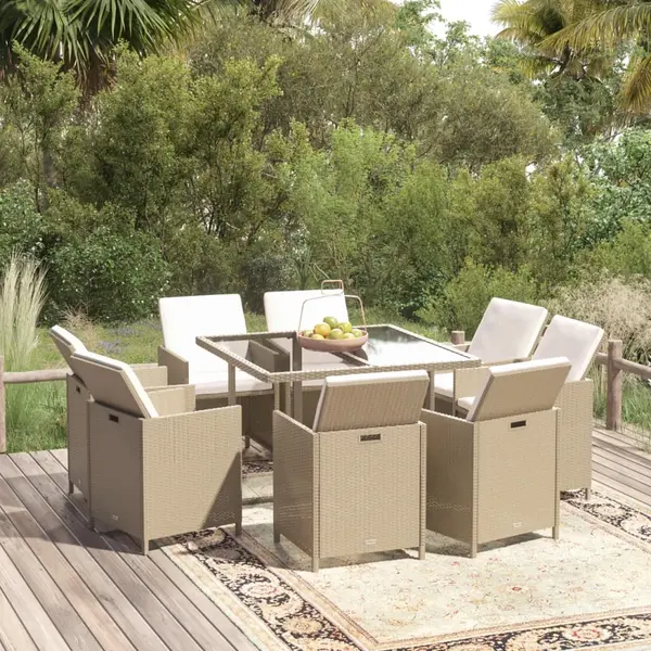 Gossi set mobilier pentru gradina cu perne, 9 piese, bej, poliratan