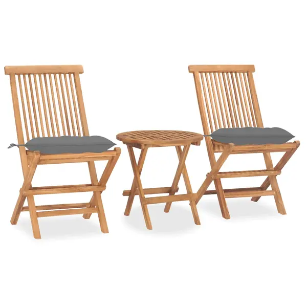 Gossi set mobilier pliabil exterior cu perne 3 piese, lemn masiv tec