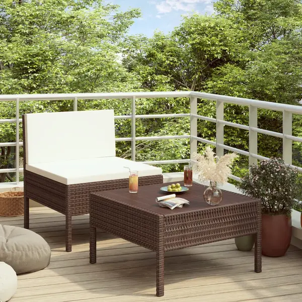 Gossi set mobilier relaxare gradina cu perne 2 piese maro poliratan