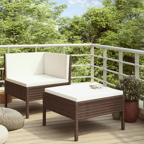 Gossi set mobilier relaxare gradina cu perne 2 piese maro poliratan